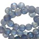 Glaskralen mat holographic line 4mm Blue grey